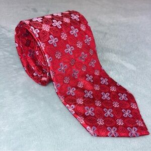 Ike Behar Silk Red Floral Tie